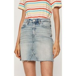 Tommy Jeans - Spódnica jeansowa. Niebieskie spódniczki damskie Tommy Jeans, na co dzień, bez wzorów, z elastanu, casualowe, mini, proste. Za 359,90 zł.