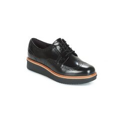 Derby Clarks TEADALE. Czarne półbuty damskie Clarks, bez wzorów, bez obcasa, bez zapięcia. Za 383,20 zł.