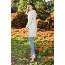 Moherowy oryginalny kardigan beżowy RACHEL. Brązowe kardigany damskie Lemoniade, w ażurowe wzory, z moheru. Za 139,90 zł.