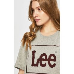 Lee - Top. Szare bluzki damskie Lee, xl, z nadrukiem, z bawełny, z okrągłym kołnierzem. W wyprzedaży za 89,90 zł.