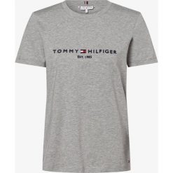 Tommy Hilfiger - T-shirt damski, szary. Szare t-shirty damskie TOMMY HILFIGER, xs, z haftami, eleganckie, bez kołnierzyka. Za 179,95 zł.