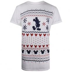 Christmas T-Shirt Damska Koszulka Mickey Fairisle Xl Biały. Białe bluzki damskie Christmas T-Shirt, xl, z nadrukiem, bez kołnierzyka, bez rękawów. Za 65,00 zł.