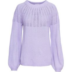Sweter bonprix kolor bzu. Fioletowe swetry damskie bonprix, bez wzorów, z dzianiny, bez rękawów, bez kaptura. Za 79,99 zł.