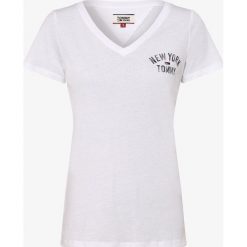 Tommy Jeans - T-shirt damski, biały. Białe t-shirty damskie Tommy Jeans, s, z nadrukiem, z bawełny, bez kołnierzyka. Za 159,95 zł.