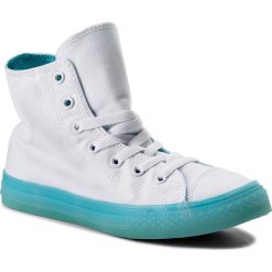 Sneakersy CONVERSE - Ctas Hi White/Bleached Aqua. Białe półbuty damskie marki Converse, na co dzień, bez wzorów, z gumy, bez obcasa, na płaskiej podeszwie, bez zapięcia. W wyprzedaży za 159,00 zł.