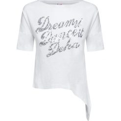 T-shirt DEHA DANCE. Białe t-shirty damskie Deha, z aplikacjami, z bawełny, bez kołnierzyka. W wyprzedaży za 224,00 zł.
