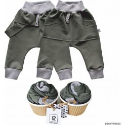 Odzież dziecięca: Spodnie baggy szelki + kangurek 2 pack olive