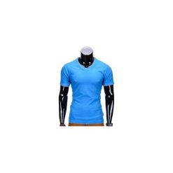 T-shirty męskie: T-SHIRT MĘSKI BEZ NADRUKU S678 – NIEBIESKI