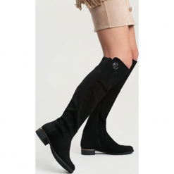 Czarne Kozaki Autumn Love. Czarne kozaki damskie other, z materiału, na płaskiej podeszwie. Za 159,99 zł.
