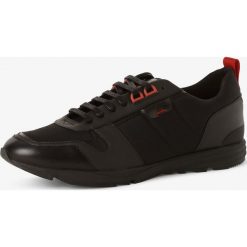 HUGO - Tenisówki męskie z dodatkiem skóry – Hybrid_Runn_mx2, czarny. Czarne trampki męskie HUGO, bez wzorów, ze skóry, bez zapięcia. Za 845,95 zł.