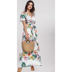 Biała Sukienka Whispered. Białe sukienki damskie Renee, na lato, s, bez wzorów, z tkaniny, bez kołnierzyka, bez rękawów, maxi. Za 119,99 zł.