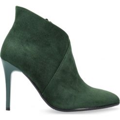 Botki zielone na szpilce. Zielone botki damskie Arturo Vicci, ze skóry, eleganckie, na wysokim obcasie, na szpilce, bez zapięcia. Za 289,00 zł.