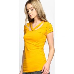 Żółty T-shirt Intertwined. Żółte t-shirty damskie marki Born2be, s. Za 24,99 zł.