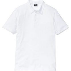 Shirt polo ze stretchem Slim Fit bonprix biały. Białe koszulki męskie bonprix, xxl, bez wzorów, polo, bez rękawów. Za 49,99 zł.