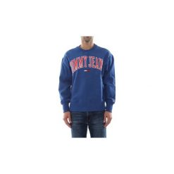 Bluzy Tommy Jeans DM0DM06319 CLEAN COLLEGIATE. Niebieskie bluzy męskie Tommy Jeans, s, bez wzorów, z jeansu, bez kołnierzyka, bez rękawów, bez kaptura. Za 295,98 zł.