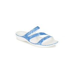 Sandały Crocs Swiftwater Graphic Sandal W. Niebieskie klapki damskie Crocs, bez wzorów, bez obcasa, bez zapięcia. Za 118,30 zł.