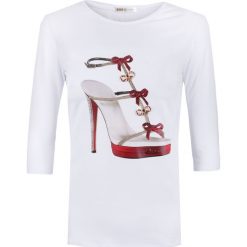 T-shirt EAN13 42463 SL. SANDAL Biały|Print. Białe t-shirty damskie marki Ean13, bez wzorów, z elastanu, bez kołnierzyka. W wyprzedaży za 420,00 zł.