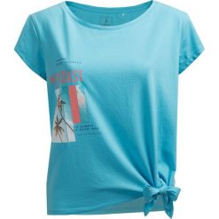 T-shirt damski TSD635 - jasny niebieski - Outhorn. Niebieskie koszulki damskie Outhorn, na imprezę, bez wzorów, bez kołnierzyka, bez rękawów. Za 49,99 zł.