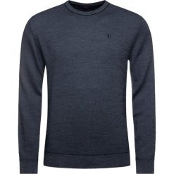 Sweter Trussardi Jeans 52M00240. Niebieskie swetry męskie Trussardi Jeans, m, bez wzorów, z wełny, klasyczne, z klasycznym kołnierzykiem, bez kaptura. W wyprzedaży za 189,00 zł.