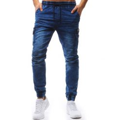 Joggery męskie: Joggery męskie denim look niebieskie (ux1233)