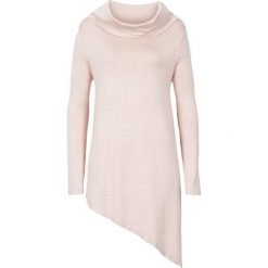 Golfy damskie: Sweter z dłuższym bokiem bonprix beżowy