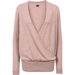 Swetry klasyczne damskie: Sweter kopertowy bonprix stary jasnoróżowy