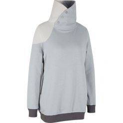 Bluza z wysokim kołnierzem, długi rękaw bonprix szary melanż. Szare bluzy damskie bonprix, bez wzorów, z długim rękawem, długie, bez kaptura. Za 99,99 zł.