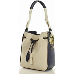 Torebka italian bag skóra MAZZINI - Daria beż z granatem. Szare torebki worki MAZZINI, ze skóry. Za 319,00 zł.