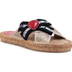 Espadryle LOVE MOSCHINO - JA28072G0AJJ0900 Platino. Żółte espadryle damskie Love Moschino, z aplikacjami, z tworzywa sztucznego, bez obcasa. W wyprzedaży za 369,00 zł.
