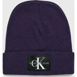 Calvin Klein Jeans - Czapka. Niebieskie czapki zimowe damskie Calvin Klein Jeans, na zimę, z jeansu. Za 159,90 zł.