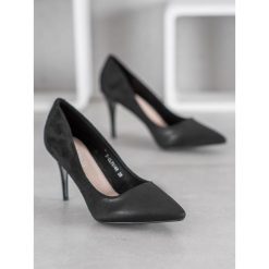 Stylowe czarne szpilki. Czarne szpilki SHELOVET, bez wzorów, z zamszu, eleganckie, bez obcasa, na szpilce, bez zapięcia. Za 69,90 zł.