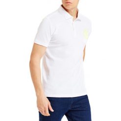 Trussardi Jeans koszulka polo męska 52T00337-1T003600 XL biała. Białe koszulki męskie Trussardi Jeans, xl, bez wzorów, z jeansu, bez rękawów. Za 399,00 zł.