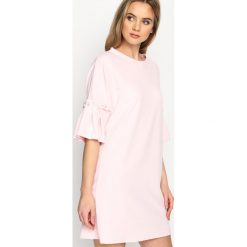 Różowa Sukienka Pleated Sleeves. Czerwone sukienki mini marki Born2be, s, z falbankami, trapezowe. Za 64,99 zł.
