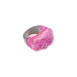 InspiRING Druza Agatu Magenta rozmiar 15. Różowe pierścionki damskie Brazi druse jewelry, z agatem. Za 270,00 zł.