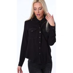 Koszula z haftem czarna MP26038. Czarne koszule damskie Fasardi, s, z haftami, bez kołnierzyka, bez rękawów. Za 59,00 zł.