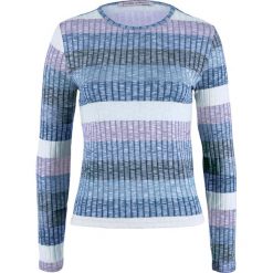 Sweter w prążek, w paski bonprix ciemnoniebieski w paski. Niebieskie swetry klasyczne damskie bonprix. Za 59,99 zł.