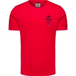 T-shirt AERONAUTICA MILITARE. Białe t-shirty męskie Aeronautica Militare, z nadrukiem, z bawełny, klasyczne, z okrągłym kołnierzem. Za 350,00 zł.