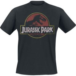 Jurassic Park Logo T-Shirt czarny. Czarne koszulki męskie marki Jurassic Park, l, z nadrukiem, z okrągłym kołnierzem. Za 74,90 zł.