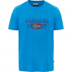 T-SHIRT SOLIN PLASTIK. Niebieskie t-shirty męskie Napapijri. Za 127,49 zł.