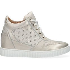 Sneakersy złote na koturnie. Żółte sneakersy damskie Arturo Vicci, ze skóry. Za 269,00 zł.