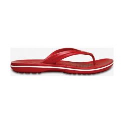 Crocs Crocband™ Flip Klapki Czerwony. Czerwone klapki damskie Crocs, w paski, z materiału, bez obcasa. Za 130,95 zł.