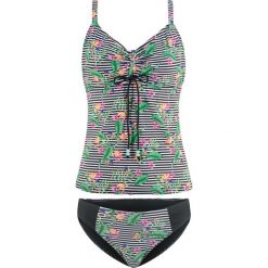 Bielizna damska: Tankini "minimizer" (2 części) bonprix czarno-biały z nadrukiem