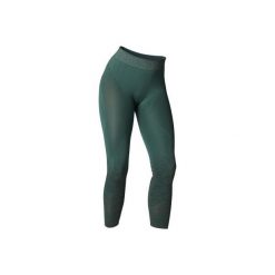 Legginsy bezszwowe 7/8 do jogi. Zielone legginsy damskie DOMYOS, m, bez wzorów, z elastanu. Za 64,99 zł.