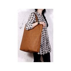 Mega Shopper bag ruda torba oversize Vegan. Brązowe shopper bag damskie Hairoo, w paski. Za 170,00 zł.