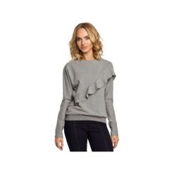 M331 Bluza z falbanką szara. Szare bluzy damskie Moe, s, bez wzorów, z elastanu, bez rękawów, bez kaptura. Za 119,00 zł.
