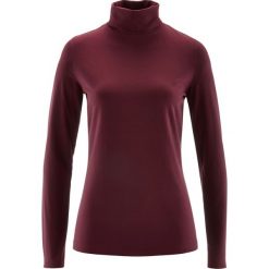 Shirt ze stretchem i golfem, długi rękaw bonprix czerwony klonowy. Czerwone koszulki damskie bonprix, bez wzorów, z golfem, z długim rękawem. Za 44,99 zł.