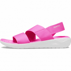 Crocs sandały damskie LiteRide Stretch Sandal W (206081) 41/42 różowe. Różowe klapki damskie Crocs, w paski, bez obcasa, z paskami. W wyprzedaży za 169,00 zł.