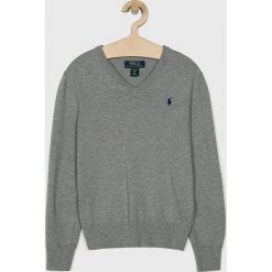 Polo Ralph Lauren - Sweter dziecięcy 134-176 cm. Szare swetry chłopięce Polo Ralph Lauren, bez wzorów, z bawełny, polo. W wyprzedaży za 239,90 zł.