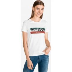 Vero Moda Eddy Francis Koszulka Biały. Białe koszulki damskie Vero Moda, m, z nadrukiem, z bawełny, bez kołnierzyka, z krótkim rękawem. Za 57,95 zł.