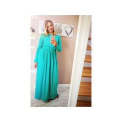 SUKIENKA LONG MAXI MIĘTA. Zielone długie sukienki marki Meleksima, l, z materiału, z długim rękawem, oversize. Za 125,30 zł.